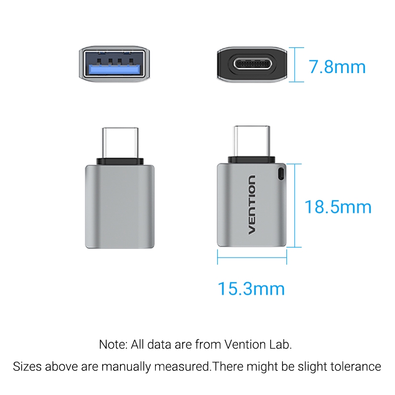 Vention Adapter Tipe C Ke Usb 3.0 Otg Male Ke Female Lapis Nikel 5gbps 3a Untuk Laptop / Handphone