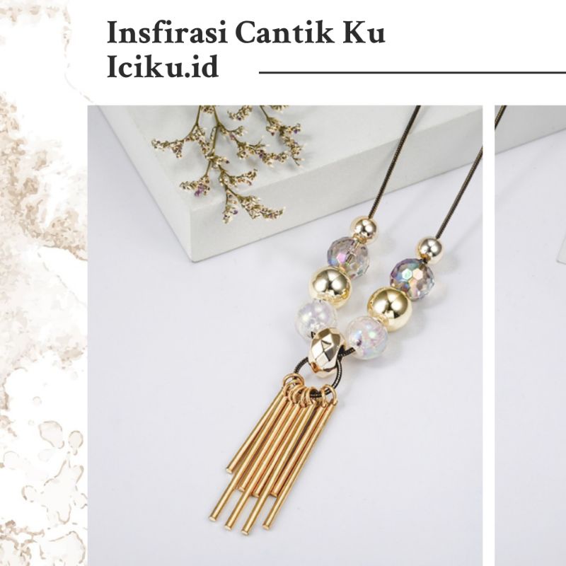 Kalung Hijab Stenlis Etnik Necklace Korea Premium Aksesoris Wanita