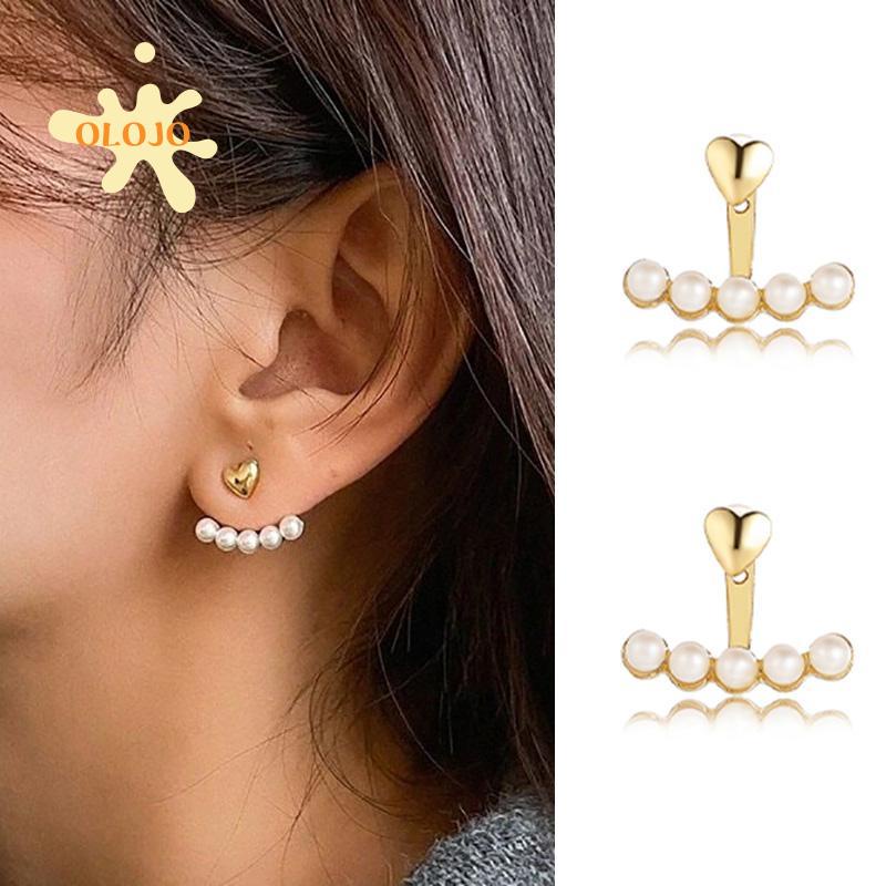 Anting Stud Bentuk Hati Aksen Mutiara Untuk Wanita