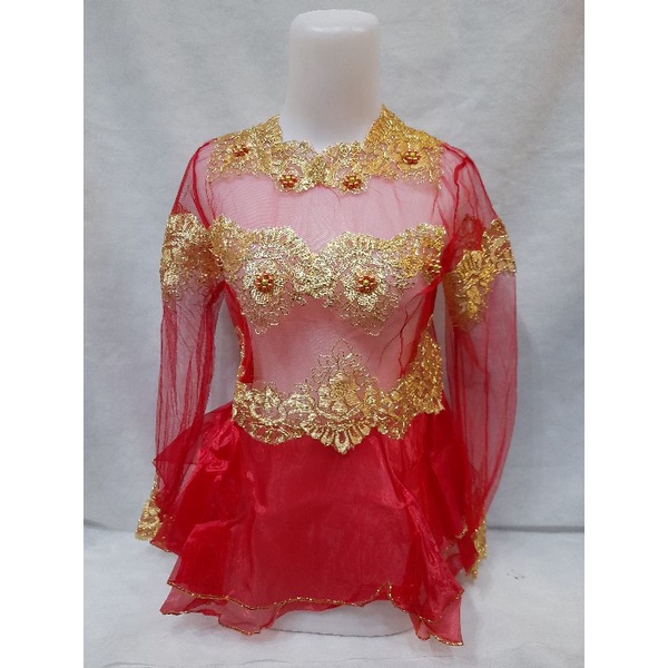 kebaya domas tile brokat organza merah