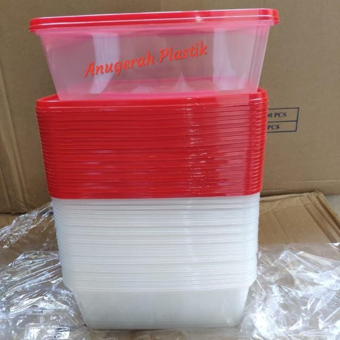 Wadahku Food Container/Thinwall 2000 Ml Square + Tutup Warna Merah Merek Fim