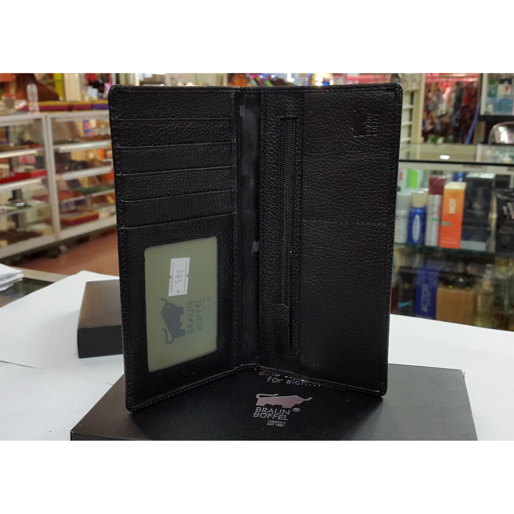 Dompet Panjang Pria Braun Buffel 588 BLACK Slim - Motif Kulit Jeruk