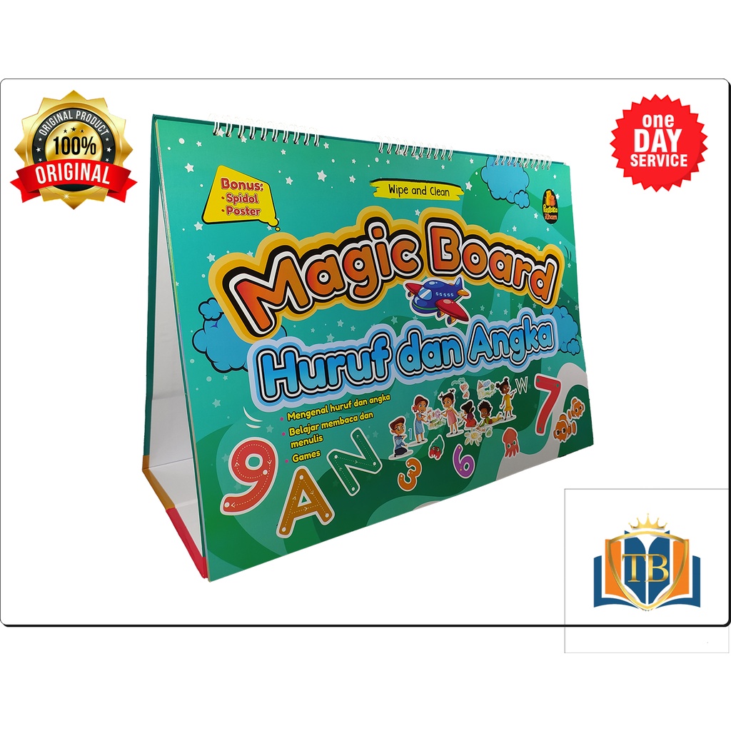 BUKU BELAJAR MENULIS HURUF DAN ANGKA  ANAK PAUD DAN ANAK TK WIPE CLEAN MAGIC BOARD HURUF DAN ANGKA