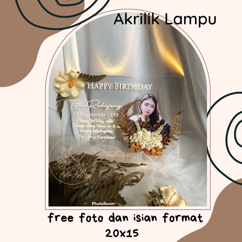 Gift Hadiah AKRILIK LAMPU+Bunga aestetic