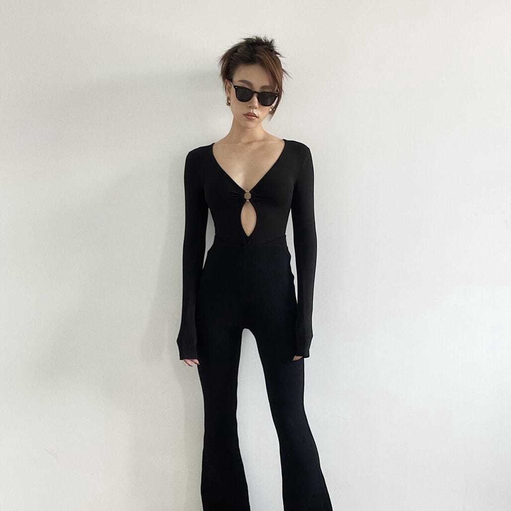 impor desain berongga cepat masuk besar elastis one-piece bottoming kemeja kardigan jaket wanita