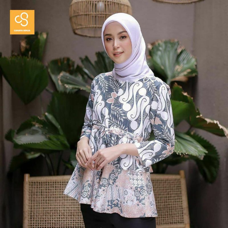 Baju Batik Wanita Modern Atasan Blouse Batik Kerja Kantor Wanita