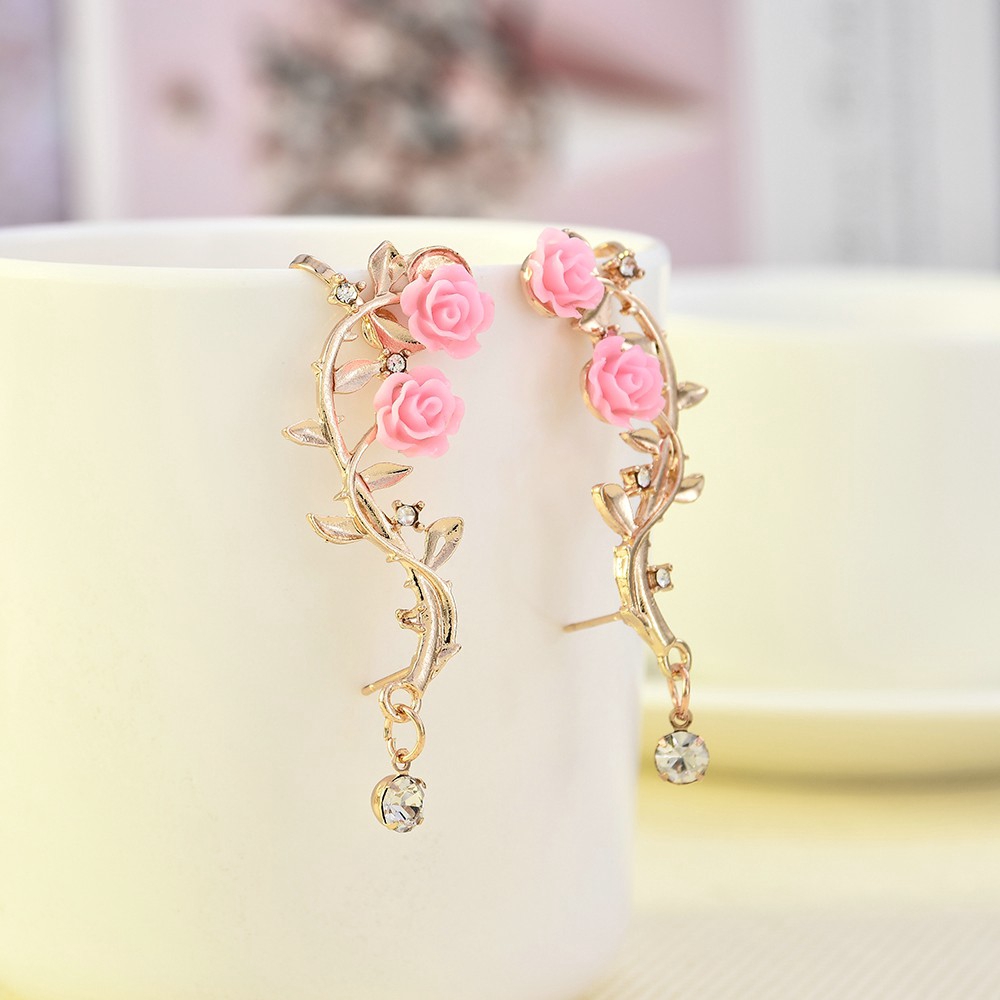 Anting Tusuk Model Ranting Bunga Pink Kreatif Untuk Wanita