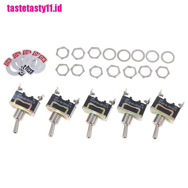 5 Pcs Toggle Rocker ON / OFF 15A 250V SPST 2 Pin Untuk Mobil Dan Perahu