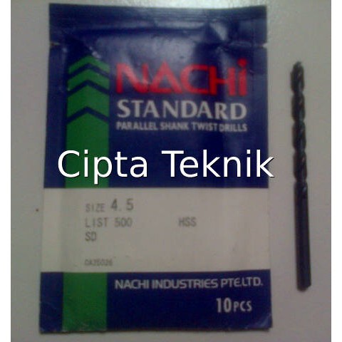 Mata Bor Nachi 4,5mm Matabor Nachi 4.5mm Asli 4,5 mm Parallel Shank Twist Drill Nachi HSS 4.5 mm Ori