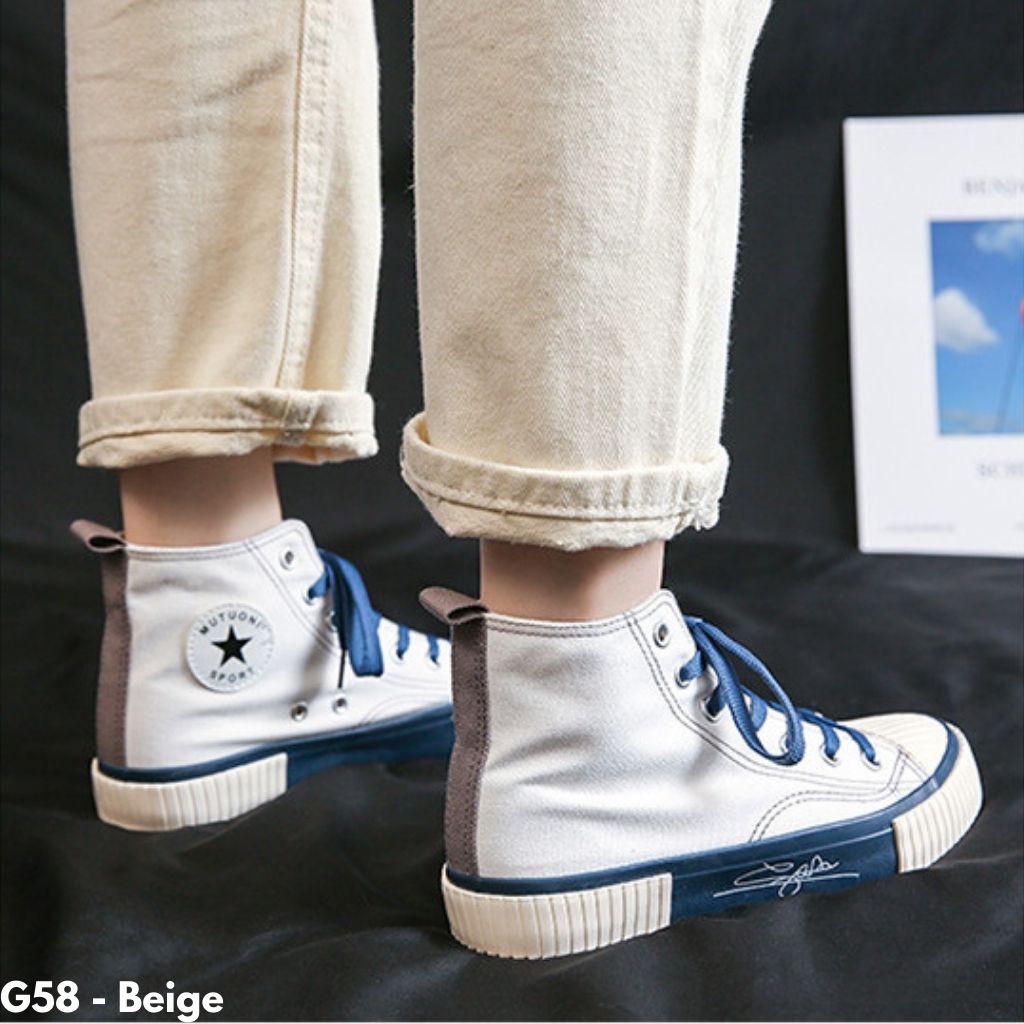 SEPATU SNEAKERS HIGH TOP GAYA KOREA MODEL TERBARU REMAJA DEWASA CANTIK BERKUALITAS G58