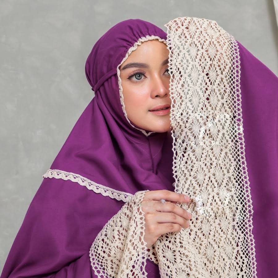 Mukena Dewasa Rayon Polos Renda Rajut Premium Jumbo