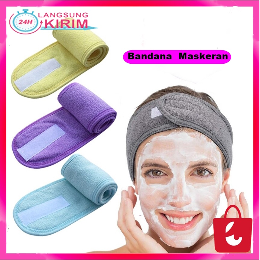 [Promosi Terbaru] Bandana Mandi Masker Bersih Wajah Facial Creambath Makeup Handuk Bando Bendo