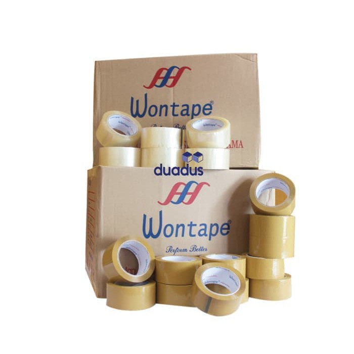 

TERMURAAH, GO SEND Lakban Wontape Bening Coklat 2" 100 Yard Dus 72 Roll won tape .