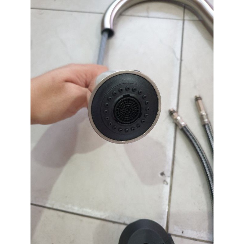 KRAN ANGSA MEJA TARIK CARLO FIOTINI BLACK STAINLESS SUS304 PANAS DINGIN