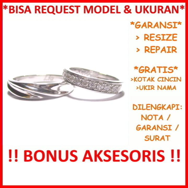 Bisa Pesan Model Garansi Silver Asli Cincin Mas Kawin Couple Perak Tunangan Gratis Ukir Nama ID676