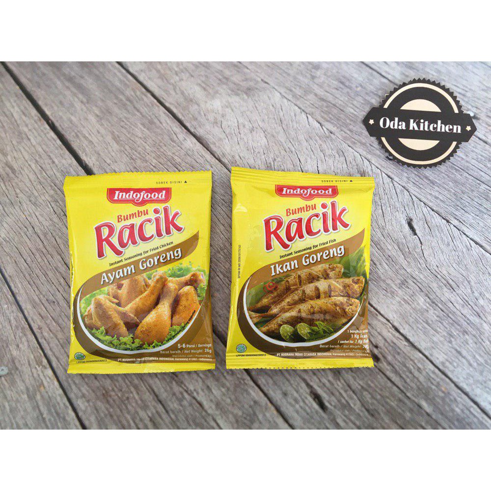 

INDOFOOD BUMBU RACIK INSTAN AYAM GORENG 26gr IKAN GORENG 20gr