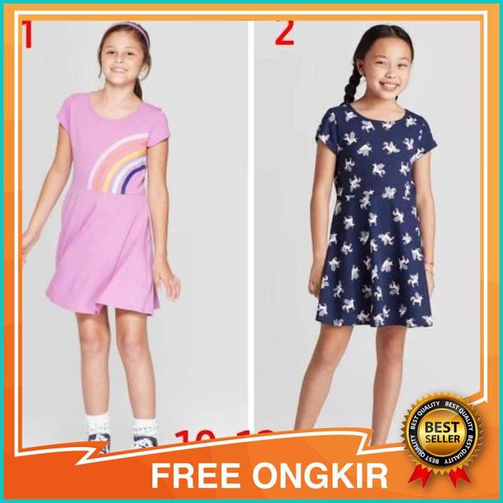 Dress daster harian anak branded original cat and jack 10 -12 tahun - no 1 Asli Ori Original terbaru