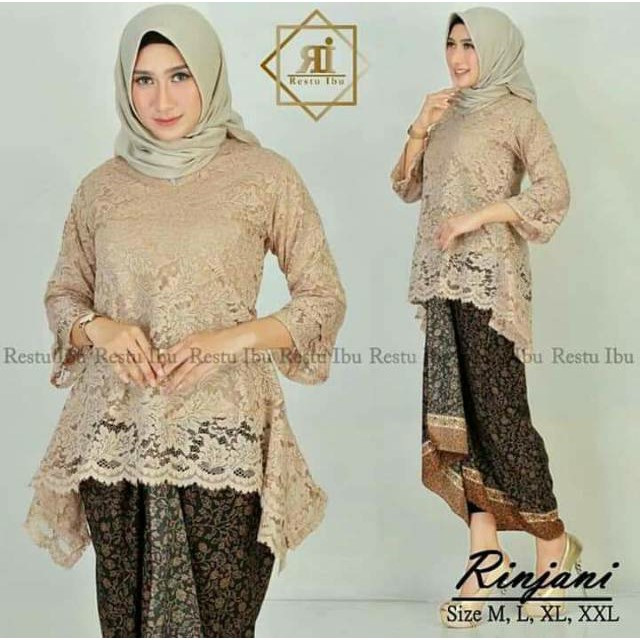 ATASAN KEBAYA BROKAT RINJANI- KEBAYA MODERN KEBAYA BIANCA -WARNA GOLD MARUN NAVY ABU COKSU TOSCA