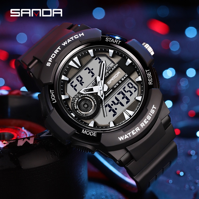 SANDA 6082 Jam Tangan Pria Digital Analog Tali Rubber Shockproof Anti Air WATCHKITE WKOS