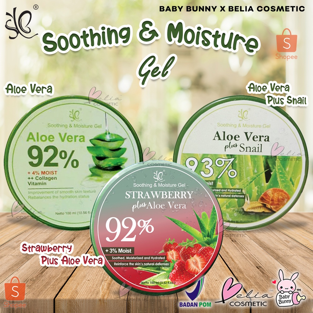 ❤ BELIA ❤ SYB Soothing &amp; Moisture Gel Aloe Vera 92% | Strawberry Plus Aloe Vera | Aloe Vera Plus Snail 93% | 100ml | BPOM