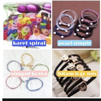 Ikat Rambut Korea Simpul Ikat Mutiara Gelang Karet Spiral Elastis Kunciran Tali Rambut Fashion Korea