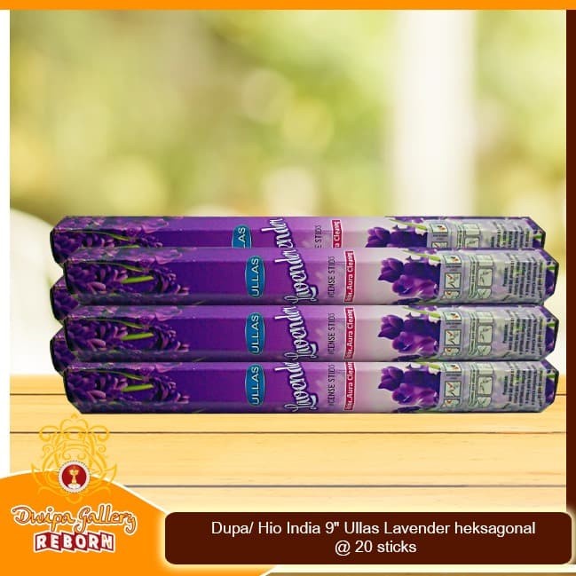 Dupa/ Hio India 9&quot; Ullas Lavender heksagonal @ 20 sticks (6pcs/box)