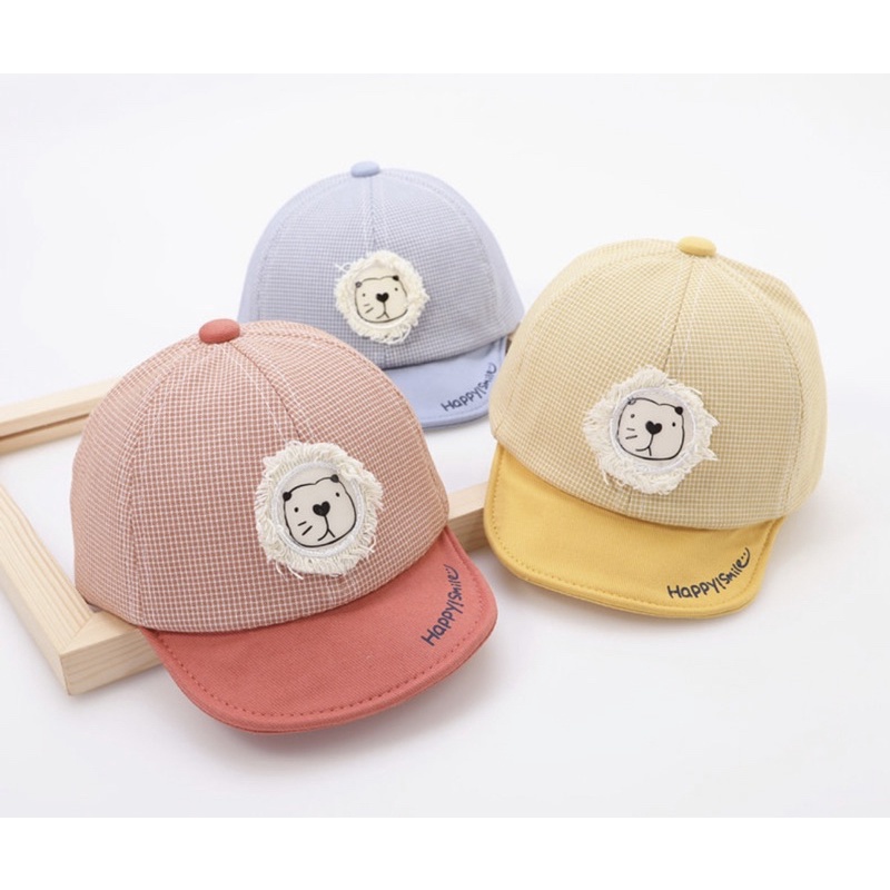 5-18 bulan Topi Baseball Anak Bayi Model Kotak Lion Happy Smile Anak laki laki Anak Perempuan