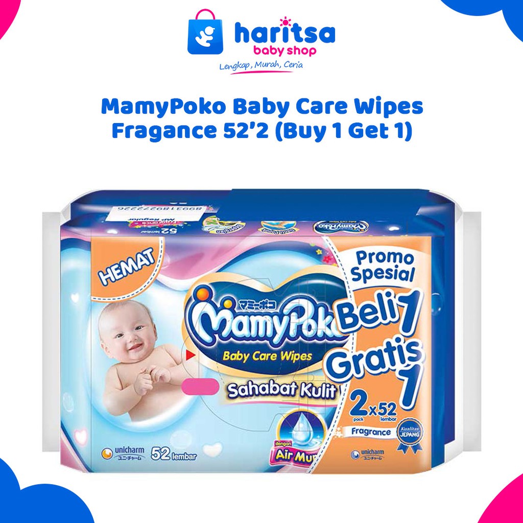 Mamypoko Tisu Basah Bayi (Buy 1 Get 1) Wipes Fragance 52's NonFragance 52's