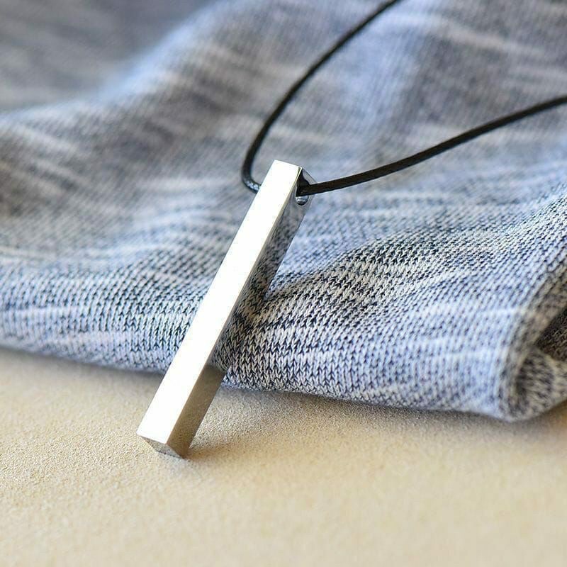 KALUNG PRIA WANITA MODEL TALI LIONTIN BALOK TITANIUM STAINLESS