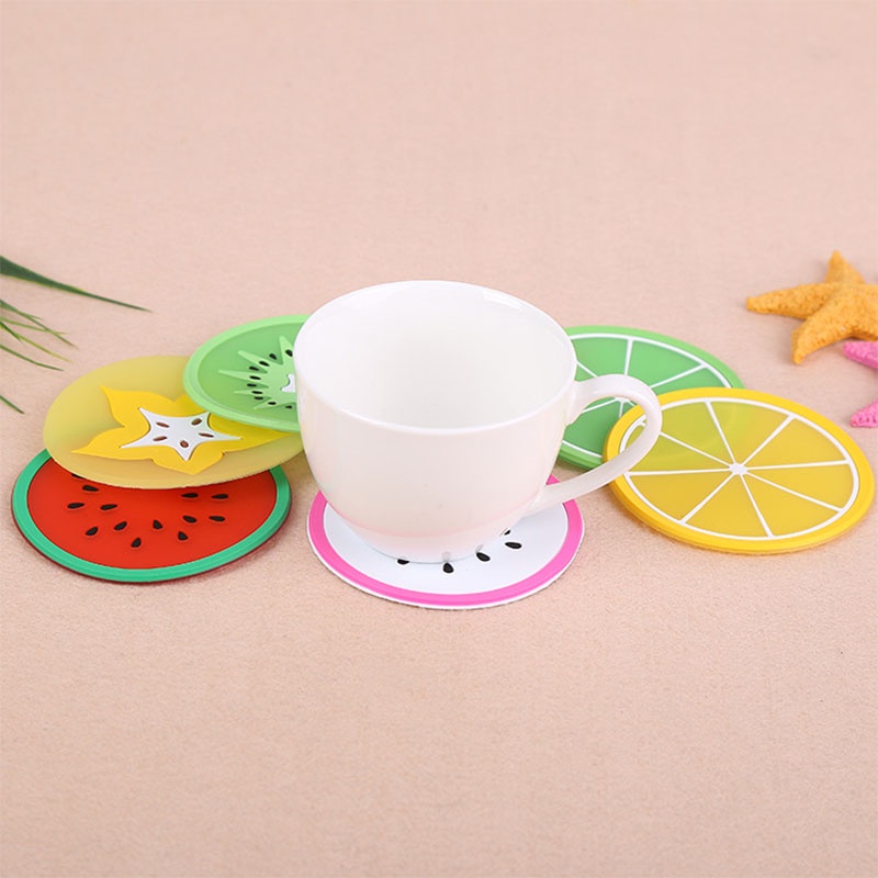 Fruit Shape Silica Gel Cup Glass Mat Tatakan Gelas Cangkir Motif Buah