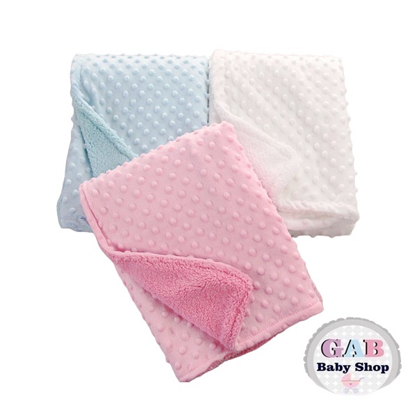 NEW! Selimut Bayi Fleece Minky Bubble Dot Polos / Bordir