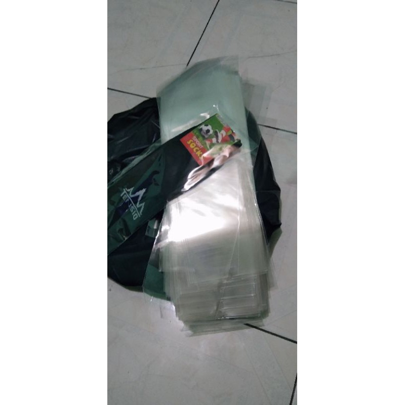 plastik bening kemasan kaos kaki BOLA PUTSAL / isi 100 lembar gambar real pick peking rapih