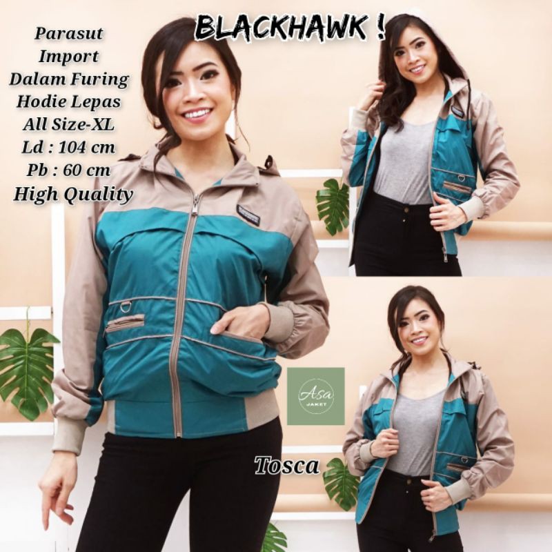 JAKET CEWEK PARASUT IMPORT BLACKHAWK/SIZE XL LD 104,PB 60