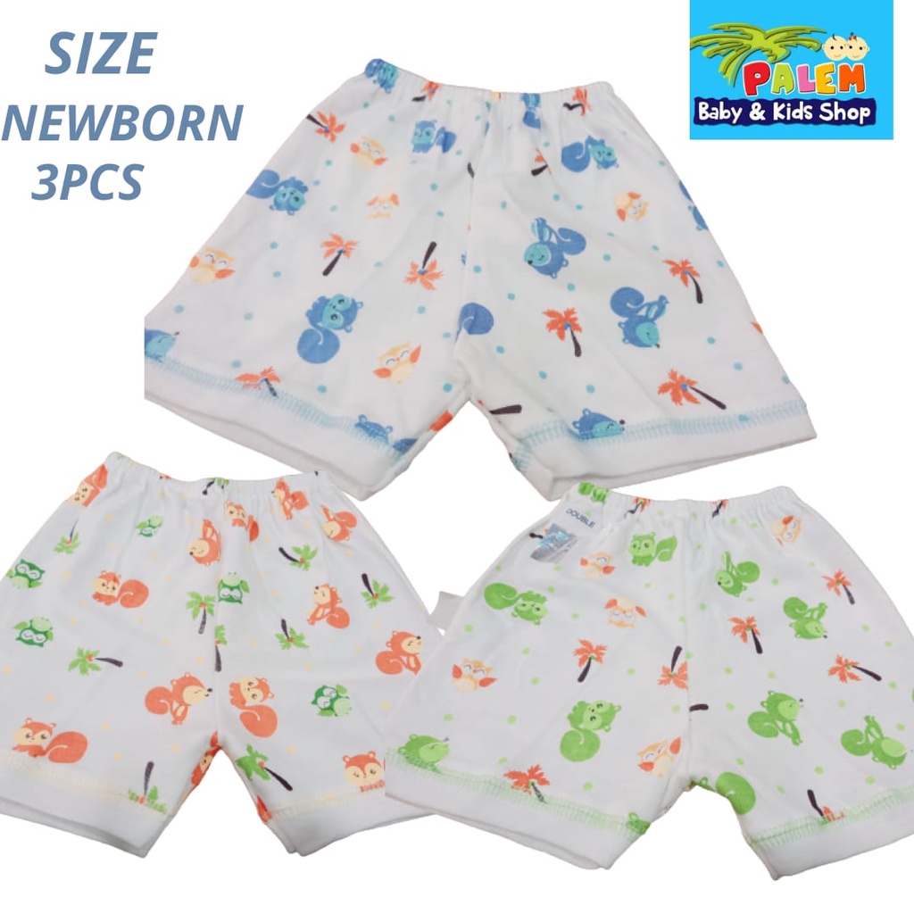 Celana pendek bayi NB Motif terbaru 3pcs