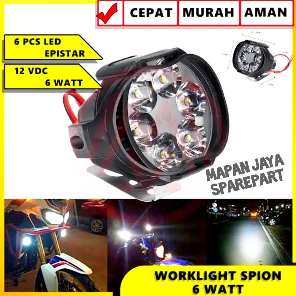 LAMPU TEMBAK SOROT LED SPION MOTOR CREE 6 MATA 6W 12V SPOTLIGHT