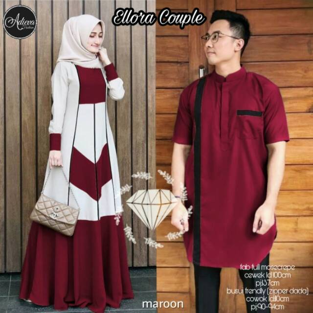 Ellora Couple (READY STOK) Couple ootd lebaran gamis murah kemaja koko pria