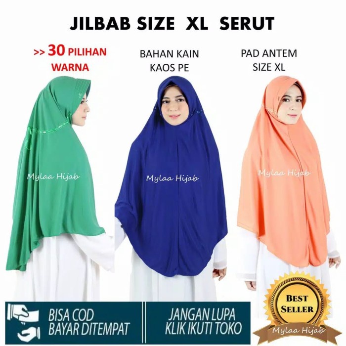 JILBAB SERUT JUMBO SYARI SIZE XL Hijab Instan Syar'i - Putih