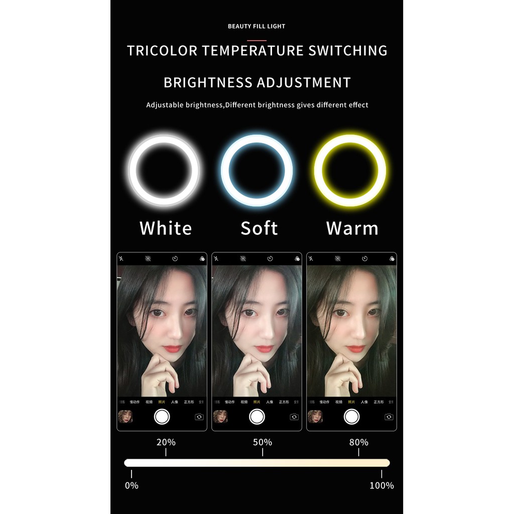 MAI Appearance G2 - Selfie Ring Fill Light LED with Foldable Stand - 12 inch with 128 LED Beads