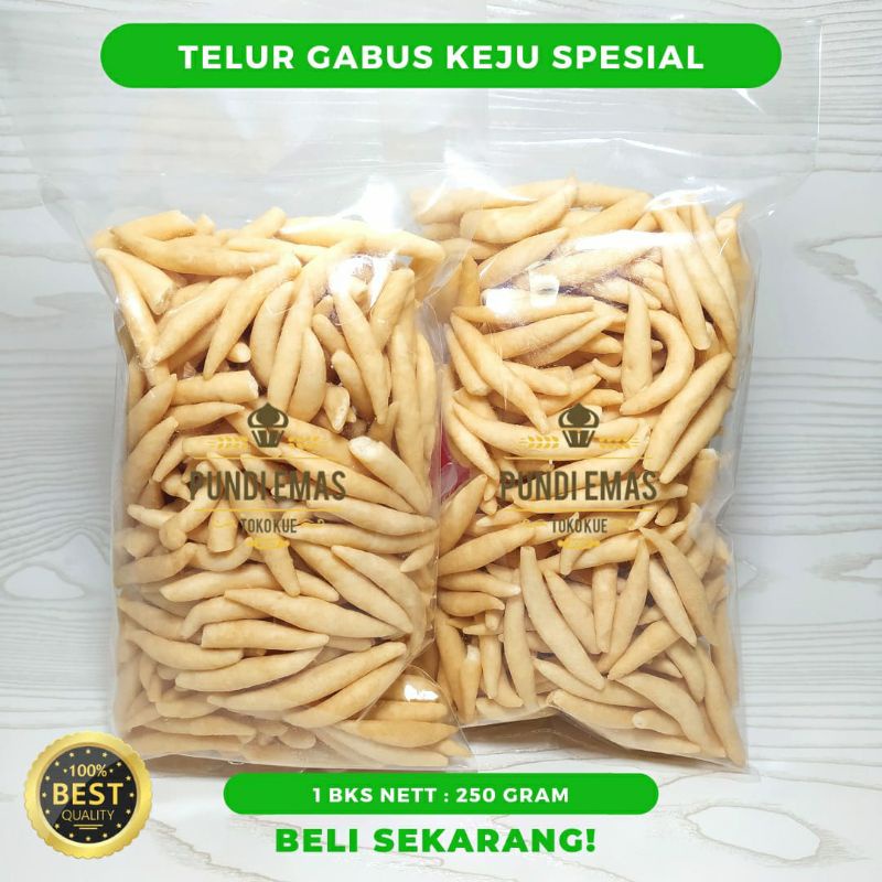 

TELUR GABUS KEJU SPESIAL 250GR / GABUS TELOR / STIK CENDOL KEJU TERLARIS