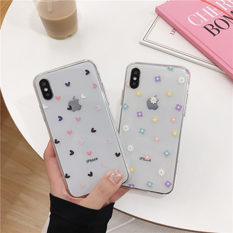 Soft Case Cover Transparan Motif Hati Lucu untuk iPhone 6s 6 7 8 Plus