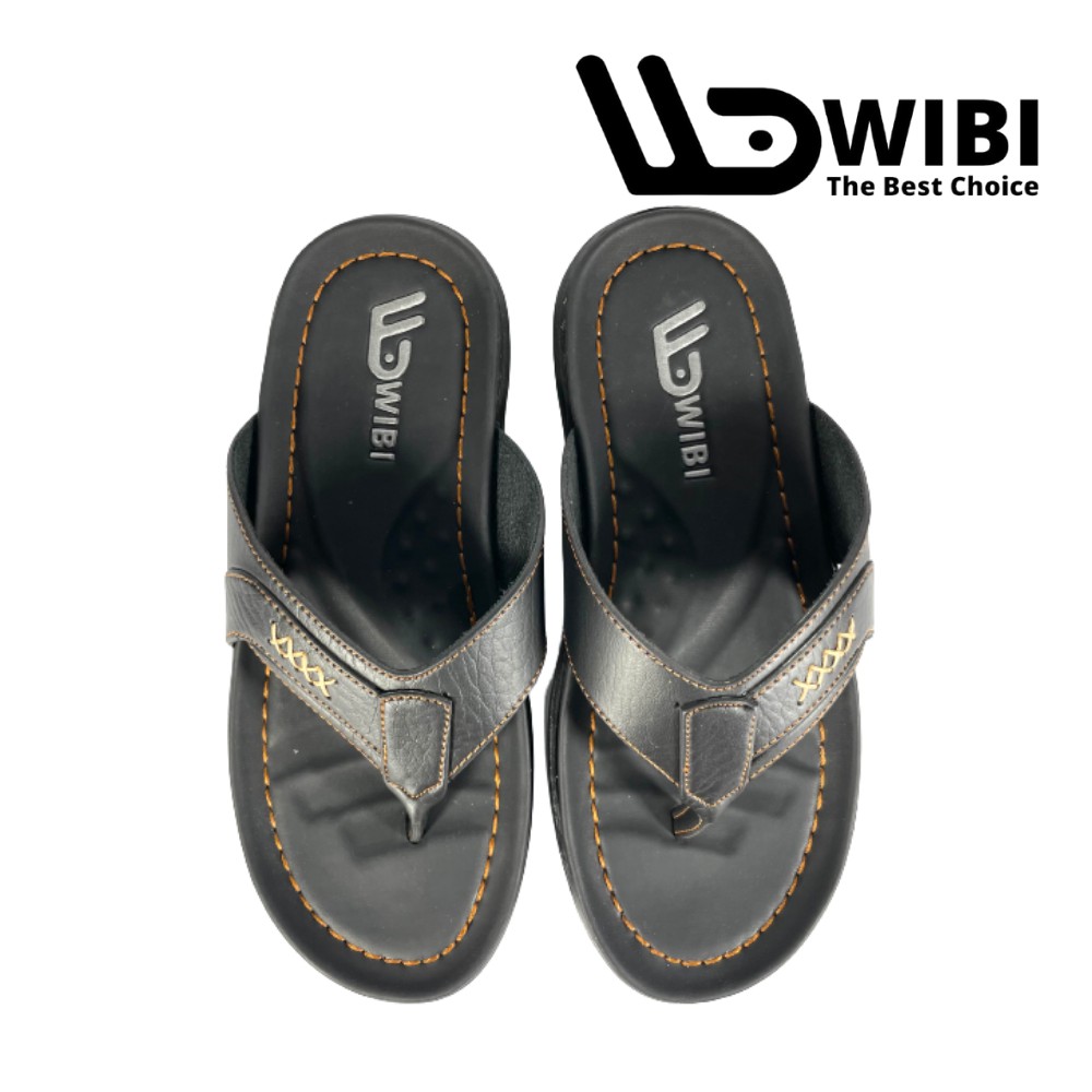 Sandal Kulit Pria Original WIBI Sendal Fashion Cowok Santai Traveling Trendy Casual Nyaman S 01