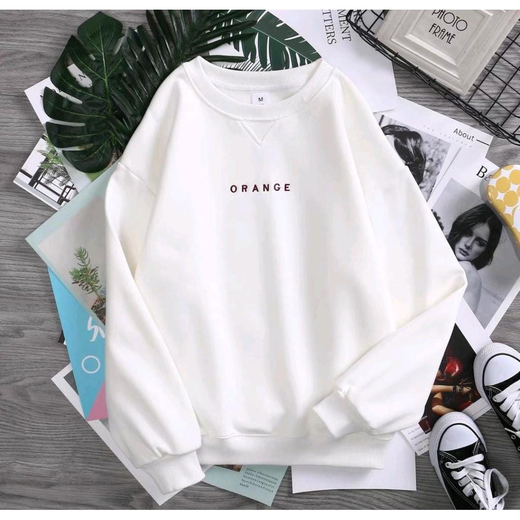 Sweater Pullover ORANGE Sweater Korean Style - Sweatshirt Bordir Wanita