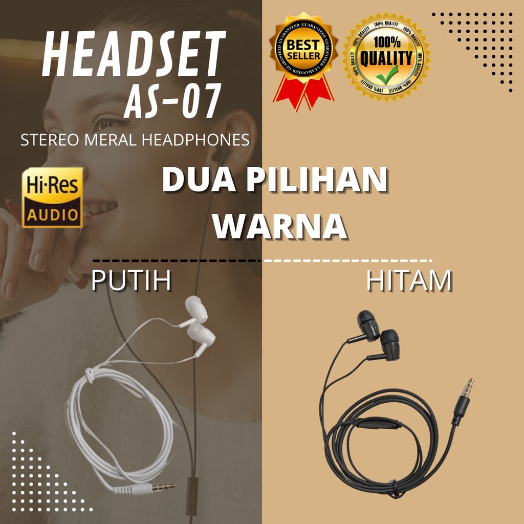 HEADSET / HANDSFREE &lt; SAMXUNGG - AS07 &gt; SUPER BASS + MIC bisa buat pakai semua tipe hp