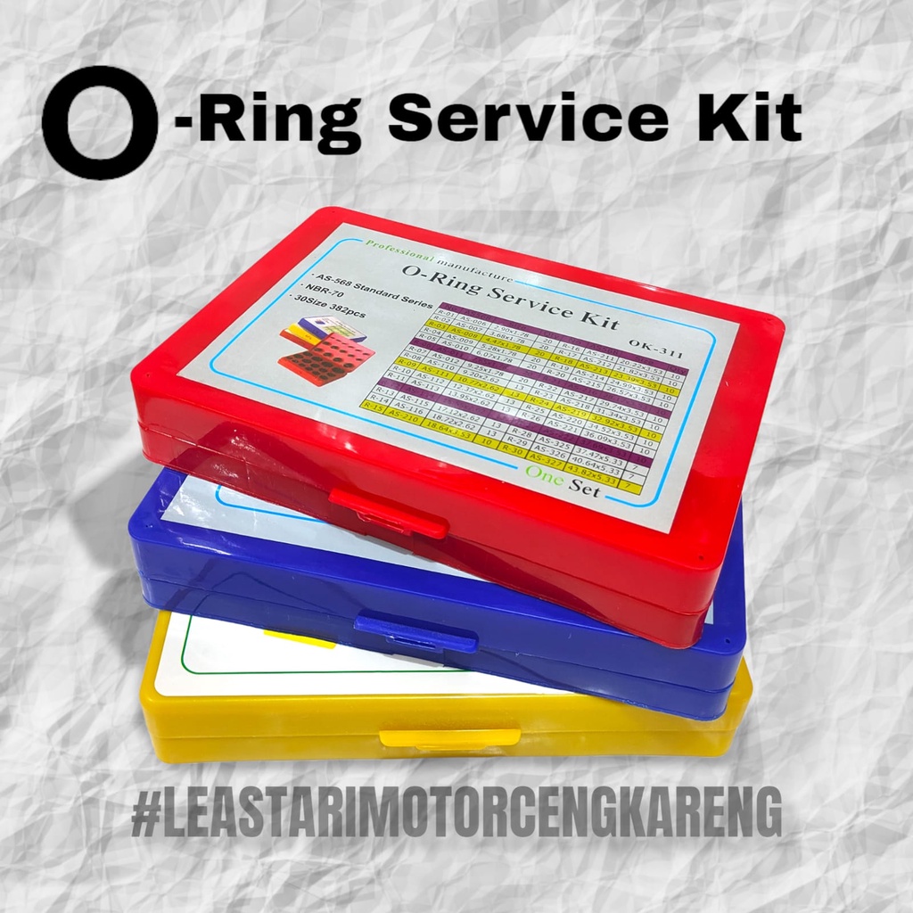 KARET O-RING ORING KIT SET RUBBER OK-311 UKURAN INCH AS-568 BOX MERAH