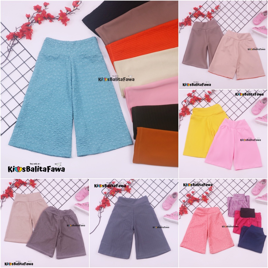 Kulot Polos uk 6-7 Tahun / Celana 3per4 Anak Perempuan Murah Cullotes Celana Pendek Pants Adem Babycinnamon