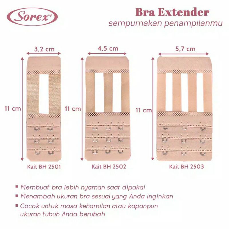 SAMBUNGAN KAIT BH BRA EXTENDER SOREX 2501; 2502; 2503 LEBIH PANJANG