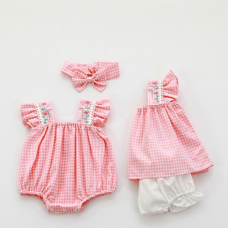 Pink rose romper set bayi anak