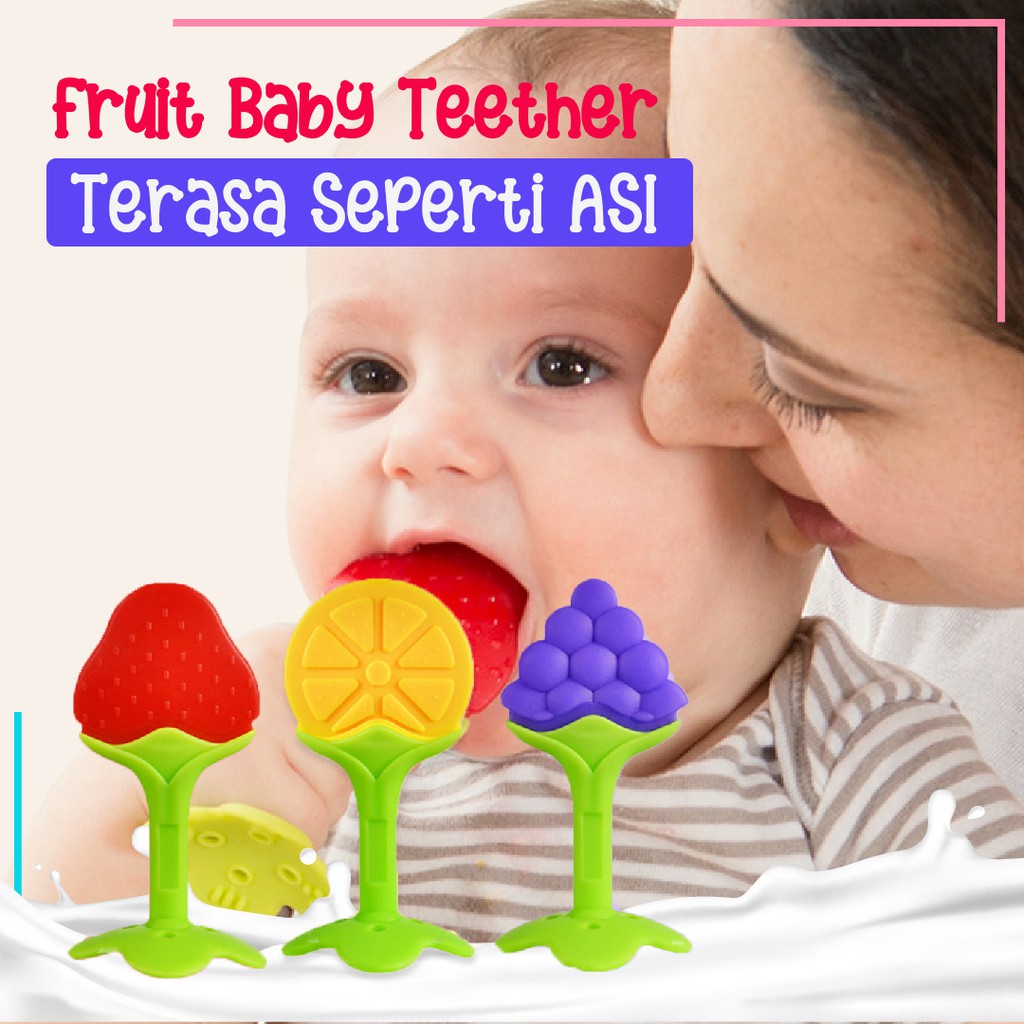 BABY TEETHER BENTUK BUAH Mainan Gigitan Bayi BPA FREE Gigitan Bayi Bentuk Buah Fruit Teether Lembut