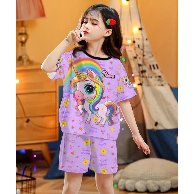 VF-Setelan baju playful colour anak print / setelan anak unisex 3-7 tahun