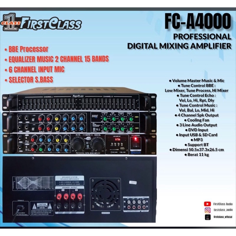 Amplifier Karaoke Firstclass FC A4000 / FCA 4000 Bluetooth BBE PROCESSOR
